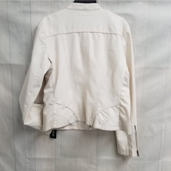 NEW GUESS FAUX LEATHER FRONT ZIP JACKET - Picture 10 of 12